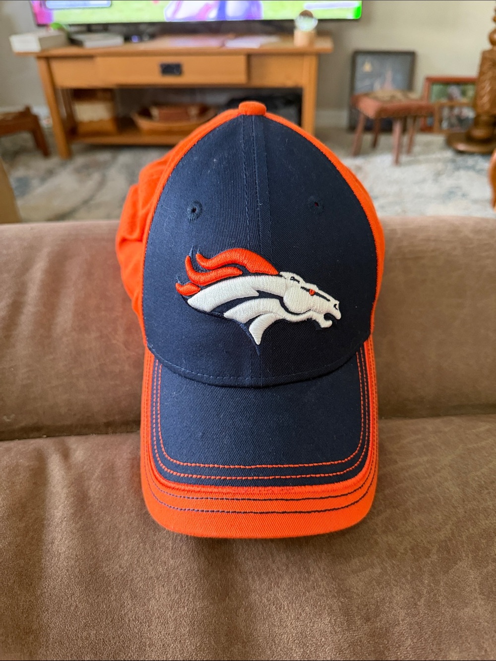 Men's Navy and Orange Team Logo Baseball Cap